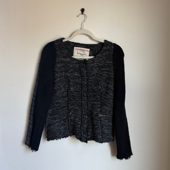 Anthropologie Cartonniere Wool Blend Grey Tweed Metallic Jacket - Picture 2 of 6